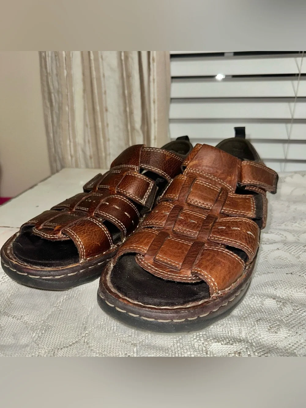 Vintage 2005 Bass Men’s Leather Fisherman Sandals – Brown – Y2K / Dad Sandals